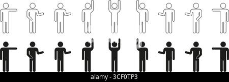 Human Gesture And Pose Icon Set. Communication, Interaction, And Body Language Outline And Silhouette Symbol Collection. Various Hand And Arm Stock Vector