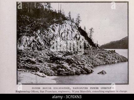 POWER HOUSE EXCAVATION VANCOUVER POWER COMPANY. Engineering Offices, San Francisco, engineers; Wynn Meredith, consulting engineer in charge. from the Article THE WATER POWERS OF BRITISH COLUMBIA. By E. Jacobs. from The Engineering Magazine Devoted to Industrial Progress Volume XXVI October 1903 - March 1904 The Engineering Magazine Co Stock Photo