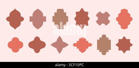 Oriental style Islamic arch, window, door, lantern shape. Traditional moroccan frames for logo, label vector background. Stock Vector