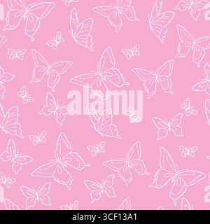 Simple cute butterfly seamless vector pattern Stock Vector