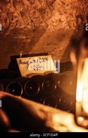 In the historical cellars of the champagne house Veuve Clicquot Stock ...