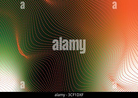 Abstract Dotted Wave Background with Vibrant Orange Dots and Gradient Colors. Stock Vector