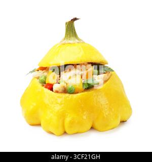 One tasty stuffed pattypan squash isolated on white Stock Photo