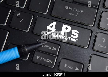 4 Ps of marketing on the button keyboard Stock Photo