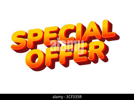 Bold text graphic with the words special offer in orange and yellow colors, featuring a shadow effect Stock Vector