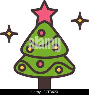 Vector Christmas tree icon on white background Stock Vector