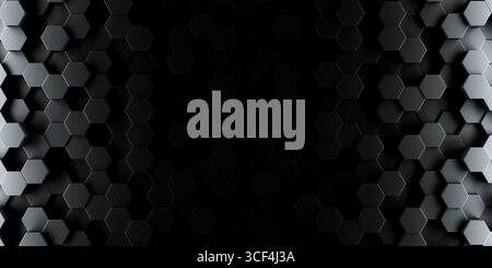 Dark hexagon wallpaper or background - 3d render Stock Photo