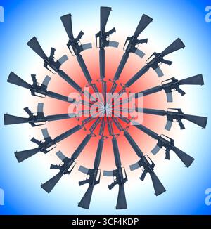AR-15 air-cooled semi auto shoulder-fired rifle with bayonet Stock Photo