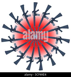 AR-15 air-cooled semi auto shoulder-fired rifle with bayonet Stock Photo