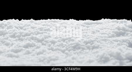 Real fluffy white snow sparkling in winter sunlight. Flat snow drift with transparent background. Stock Photo