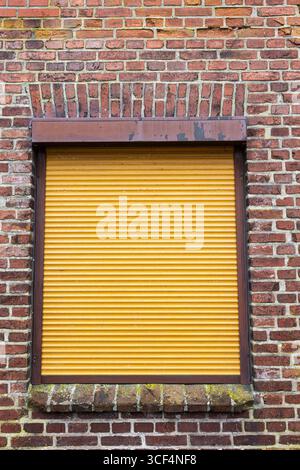 Window with closed roller shutter Stock Photo