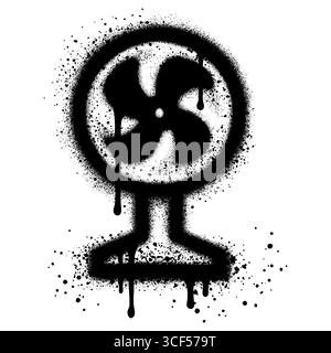 Electric fan in graffiti style with black spray paint. vector illustration. Stock Vector
