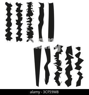 Vertical stripe patterns. Abstract wavy forms. Black white Vector. Distorted line elements. Stock Vector