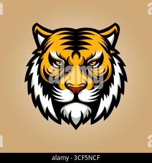 Tiger logo illustration is rendered in a high-quality vector format. It can be used for a variety of purposes, including print, logo, web, and digital Stock Vector