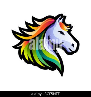 Modern horse logo vector in vivid colors, designed for versatile use in branding, business identity, or creative graphic projects. Stock Vector