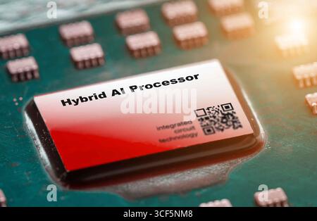 Hybrid AI Processor ICs that combine different processing architectures (e.g., CPU, GPU, and neural accelerators) for AI workloads. integrated circuit Stock Photo