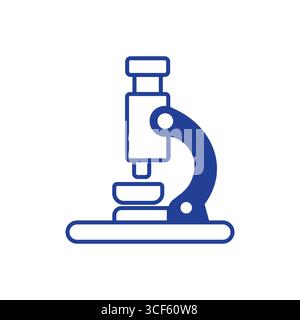 Simple Vector Microscope Icon in blue on white background Stock Vector