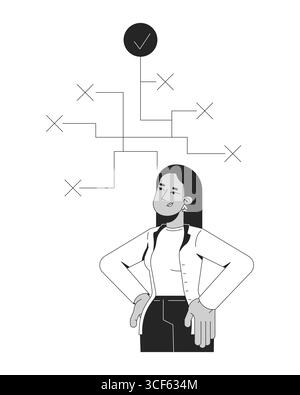 Decision making soft skill line illustration concept Stock Vector