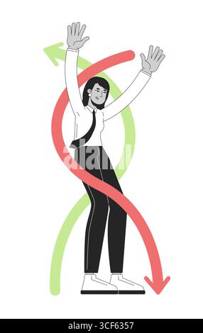 Flexibility soft skill in workplace line illustration concept Stock Vector