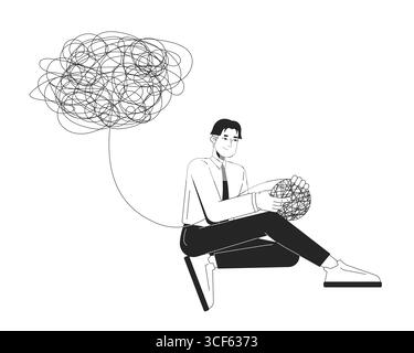 Problem solving soft skill in workplace line illustration concept Stock Vector