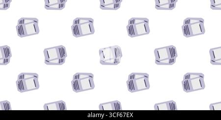 Seamless Cartoon Book Pattern Design. Purple cartoon books in flat style. Seamless educational pattern on white background. Stock Vector