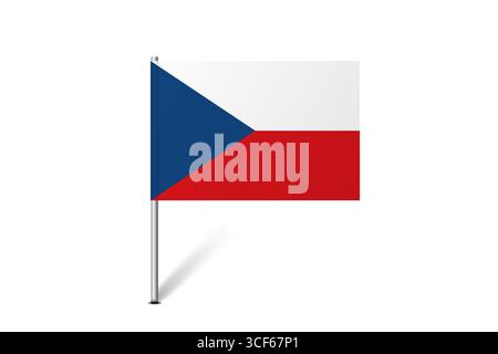 Czech Republic flag - map pin flag representing a country cultural identity and heritage. The essence of national pride and unity. Map pin flag stuck in a white background Stock Vector