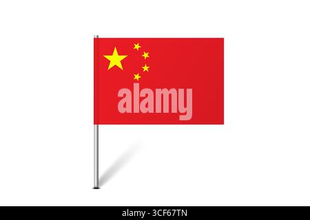 China flag - map pin flag representing a country cultural identity and heritage. The essence of national pride and unity. Map pin flag stuck in a white background Stock Vector