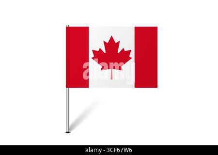 Canada flag - map pin flag representing a country cultural identity and heritage. The essence of national pride and unity. Map pin flag stuck in a white background Stock Vector