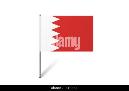 Bahrain flag - map pin flag representing a country cultural identity and heritage. The essence of national pride and unity. Map pin flag stuck in a white background Stock Vector