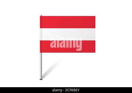 Austria flag - map pin flag representing a country cultural identity and heritage. The essence of national pride and unity. Map pin flag stuck in a white background Stock Vector