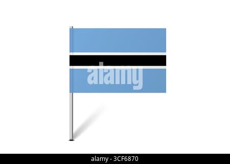 Botswana flag - map pin flag representing a country cultural identity and heritage. The essence of national pride and unity. Map pin flag stuck in a white background Stock Vector