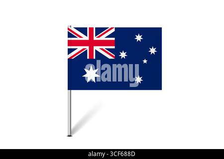 Australia flag - map pin flag representing a country cultural identity and heritage. The essence of national pride and unity. Map pin flag stuck in a white background Stock Vector