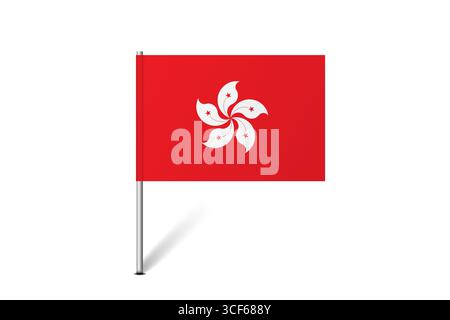 Hong Kong flag - map pin flag representing a country cultural identity and heritage. The essence of national pride and unity. Map pin flag stuck in a white background Stock Vector