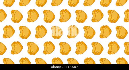 Seamless Yellow Cartoon Sock Pattern. Seamless pattern with yellow socks in cartoon flat style. Cozy accessory illustration on white background. Stock Vector