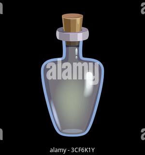 Fantasy Potion Bottle Illustration, glass flask icon. Ui game assets Stock Vector