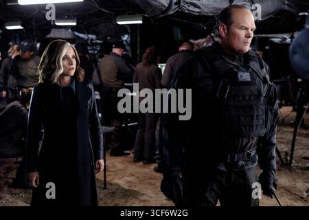 Thunderbolts* (2025)Valentina Allegra de Fontaine (Julia Louis-Dreyfus)   Holt (Chris Bauer) *Filmstill - Editorial Use Only* see Special Instructions Stock Photo