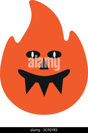 Spooky Halloween pumpkin face with glowing orange color perfect for holiday invitations and festive designs, it's simple, fun, and unique Stock Vector