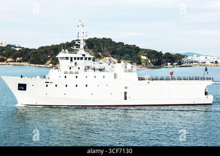 Rescue ship white French Navy. A French military rescue vessel underway ...