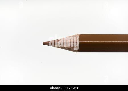 Close-up of Colored Pencil Tips Isolated on White Background Stock Photo
