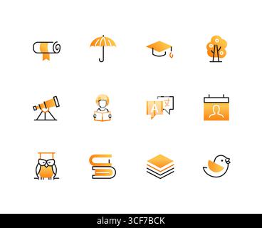 Education and learning- set of line design style icons Stock Vector