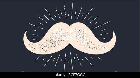 Mustache and vintage sun rays sunburst Stock Vector