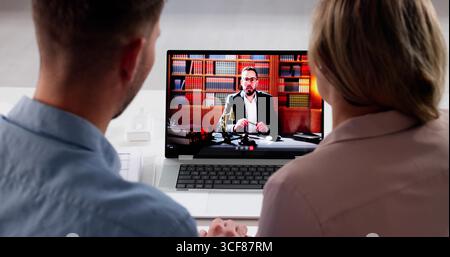 Virtual Lawyer Meeting: Online Videoconference Call For Legal Mediation Stock Photo