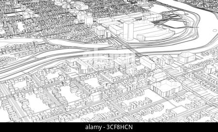Intricate Cityscape Wireframe Stock Vector