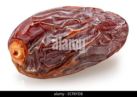Semi-dry date, or date palm fruit isolated on white background. File contains clipping path. Stock Photo
