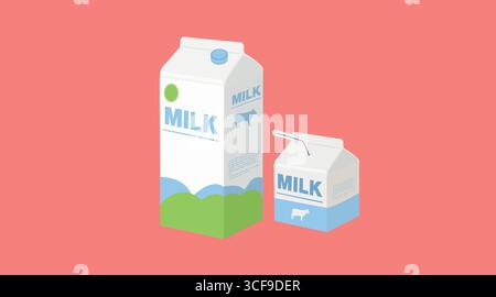 Milk Box Icon Set. Vector isolated editable color simple illustration set of a milk box Stock Vector