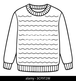 Stylish vector illustration of a cozy sweater with a wavy knitted pattern, perfect for winter fashion designs or textile prints. Stock Vector
