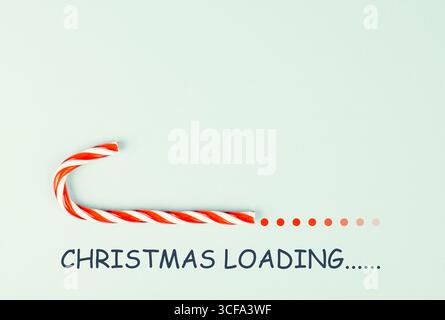 Candy Cane Loading Bar For Christmas, Seasonal Holidays, Xmas Greeting Card, Copy Space Stock Photo