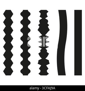 Vertical line patterns. Abstract geometric shapes. Black white Vector. Modern stripe elements. Stock Vector