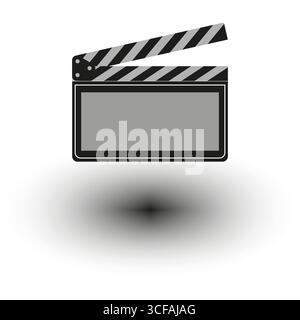 Clapperboard film icon. Movie production symbol. Cinema slate Vector. Video recording equipment. Stock Vector