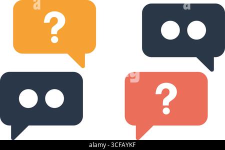 Chat Bubble Question Mark and Message Icon Vector for Communication and Support Stock Vector